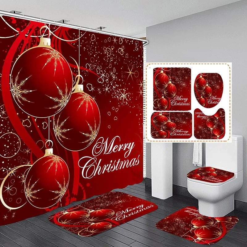 Navidad Frohe Weihnachten Dekor Duschvorhang Santa Elch Weihnachten Wasserdicht Polyester Bad Vorhang Neujahr Schlafzimmer Vorhänge – Detail 2