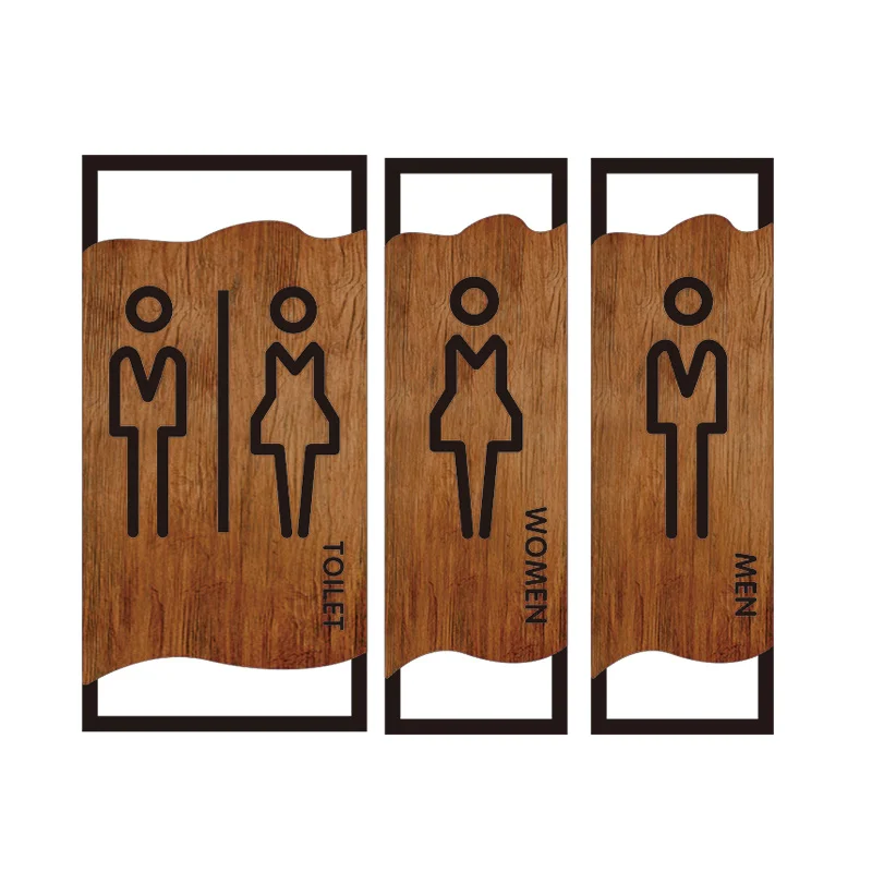 Bedroom Bathroom Door Signs Imitation Wood Toilet Sign House Number Plate Wc Wall Sticker Washroom Signage Address Plaque Plate