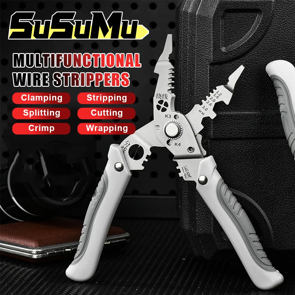 Crimper Cable Cutter Multifunctional Automatic Wire Stripper Adjustable Stripping Crimping Pliers Terminal Hand Tool