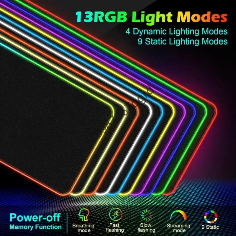 

LED Mouse Mat Large Mousepad 800x300x4mm Nonslip Rubber Base Waterproo 634A