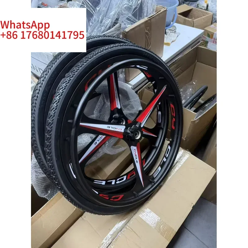 A Pair 24 Inch 3-spoke Sports Wheelchair Rear Wheel Black Aluminum Alloy Rehabilitation Treatment Supplies