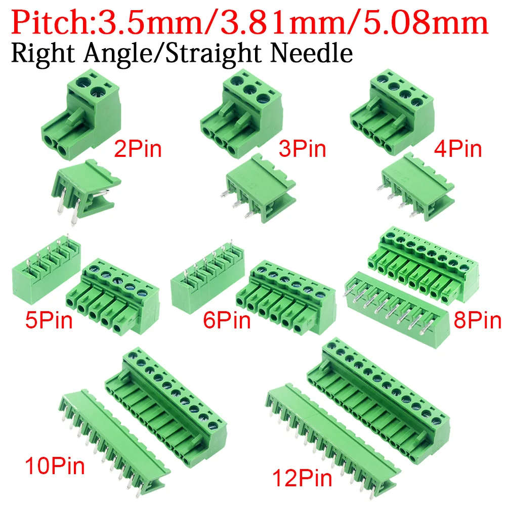 5Pair 15EDG KF2EDG 3.5mm 3.81mm 5.08mm PCB Screw Terminal Block 2-12Pin Male Plug Female Socket Pin Header Wire Connector