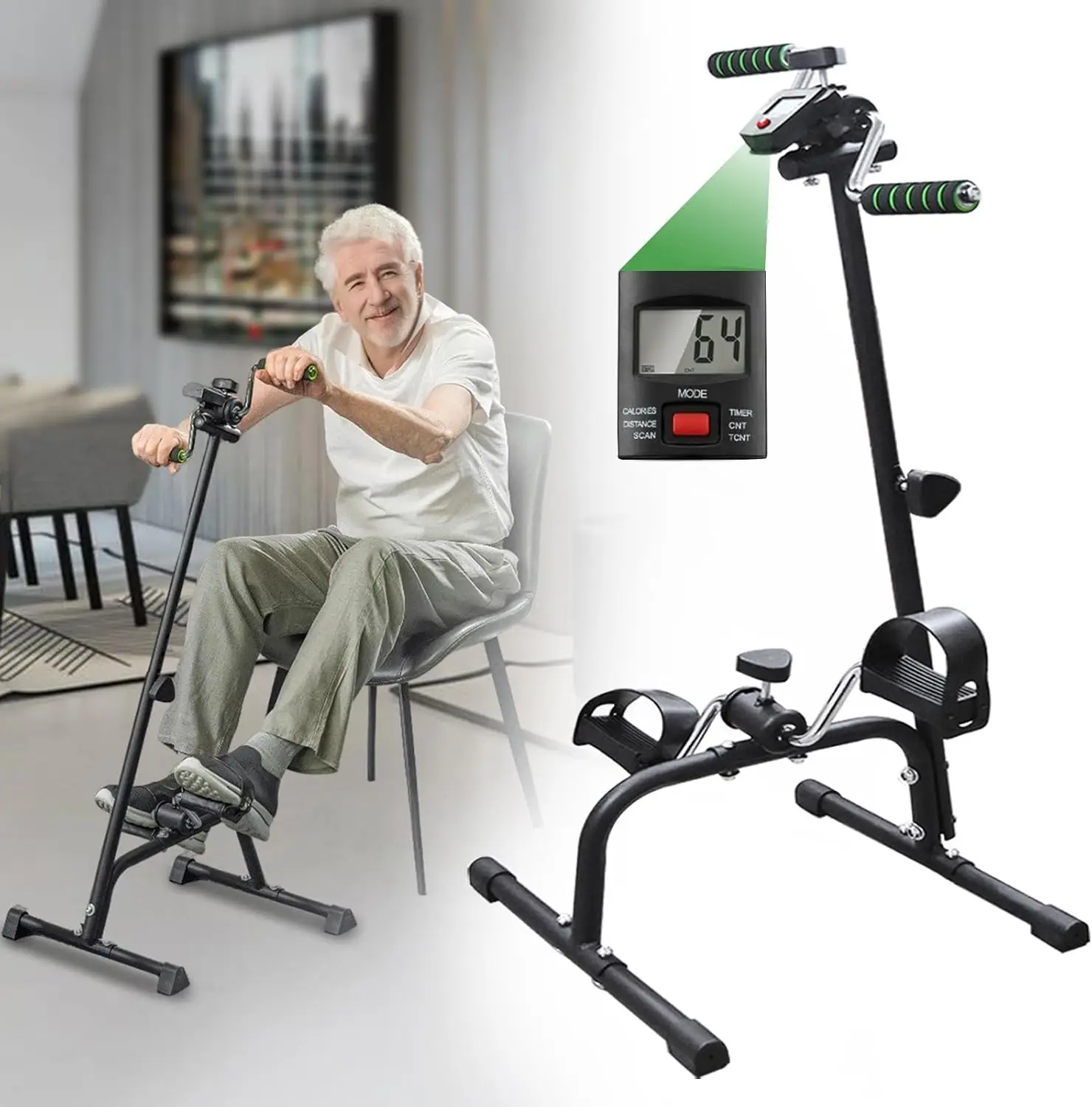 

Pedal Exerciser Bike for Seniors Hand Arm Leg and Knee Stroke Recovery Equipment for Seniors fit for Full Body Great Gift for El