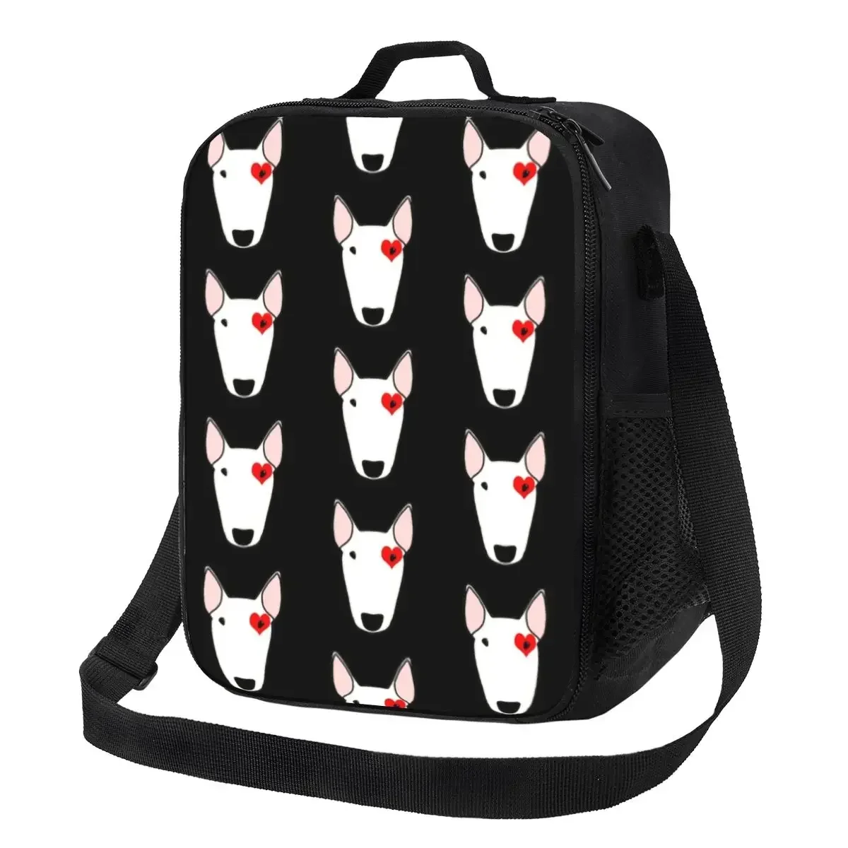 Valentine Bully Dog Thermal Insulated Lunch Bag Bull Terrier Puppy Resuable Lunch Container for School Office Outdoor Storage