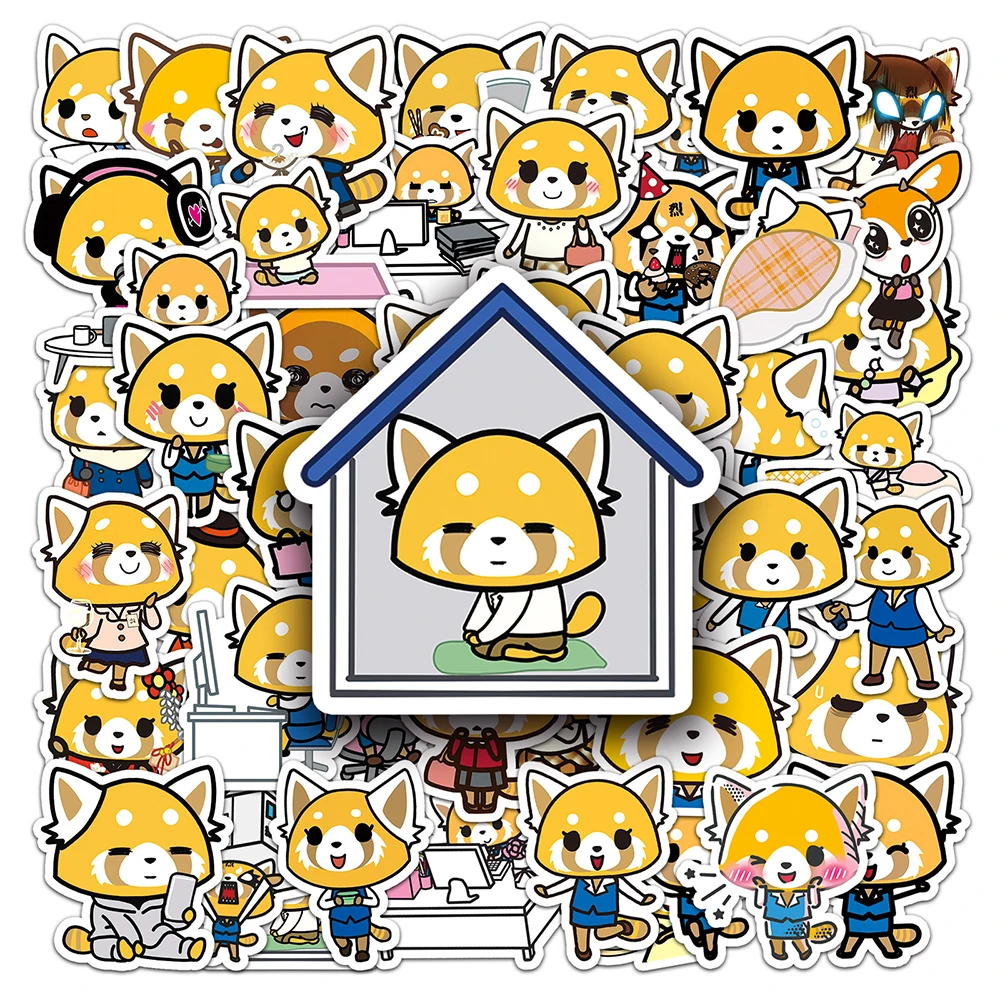 10/30/50pcs Sanrio Cartoon Aggretsuko Stickers for Kids Decorative Stationery Phone Case Laptop Cute Anime DIY Sticker Toys Gift