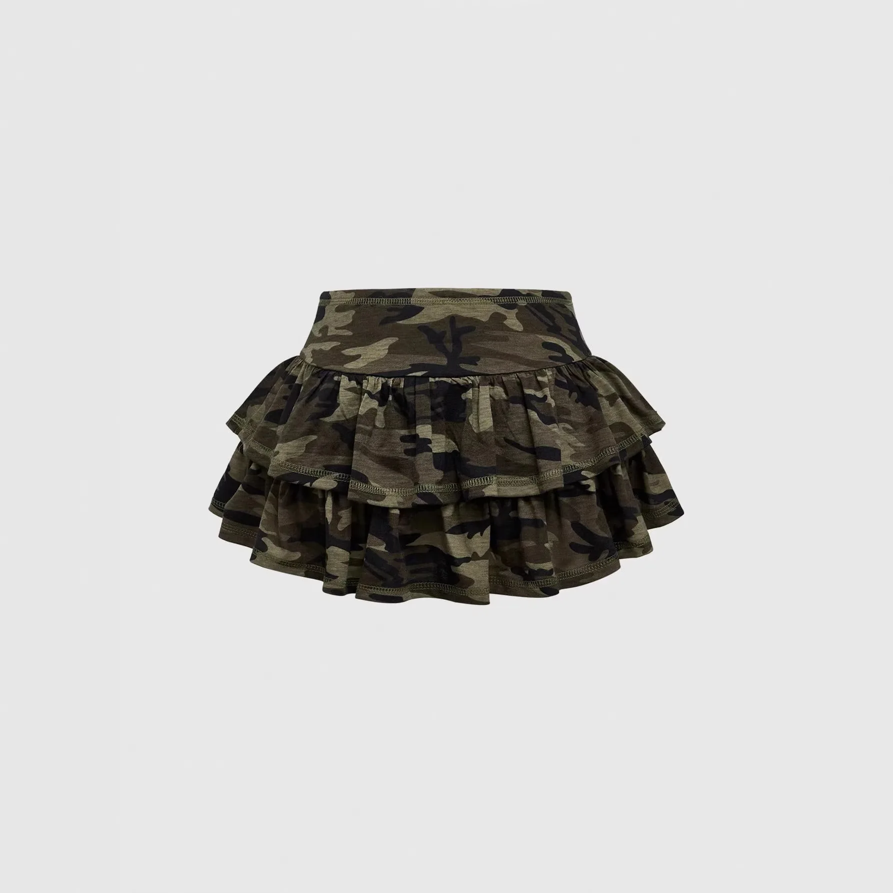 Summer babes camouflage sweet cool double pleated skirt letter ins rhinestone high waist woman