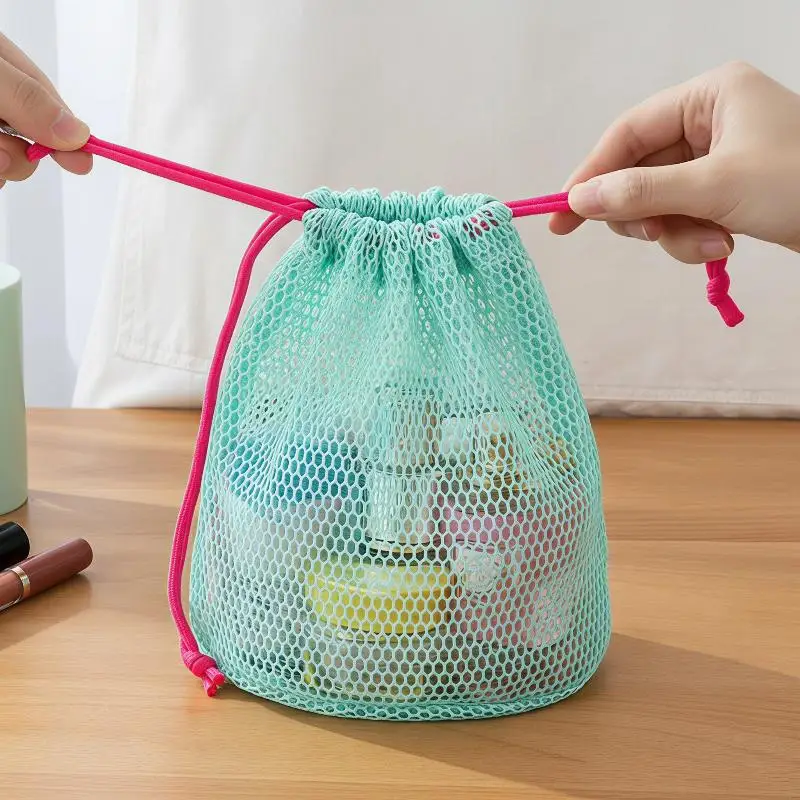 Nylon Mesh Drawstring Storage Pouch Multi-Purpose Travel Bag For Digital Products Makeup Cosmetic Organizer Outdoor