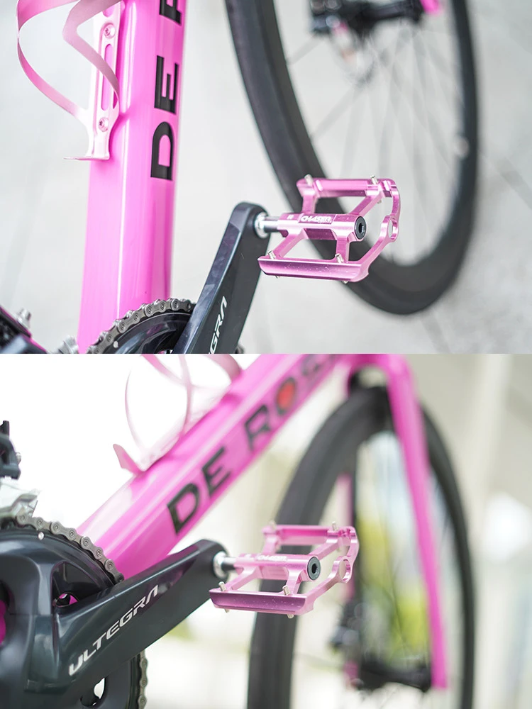 ChaserColorful ultra-light aluminum alloy quick-release pedals for folding bikes and road bikes, cherry blossom pink pedals with