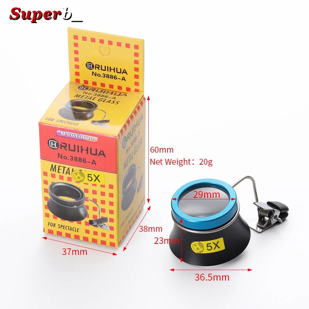 For Watchmaker 5X 10X 20X Magnifying Glass Clip on Magnifier Jewelry Watch Repair Tools Magnifying Glass Kit Service Tool image 6