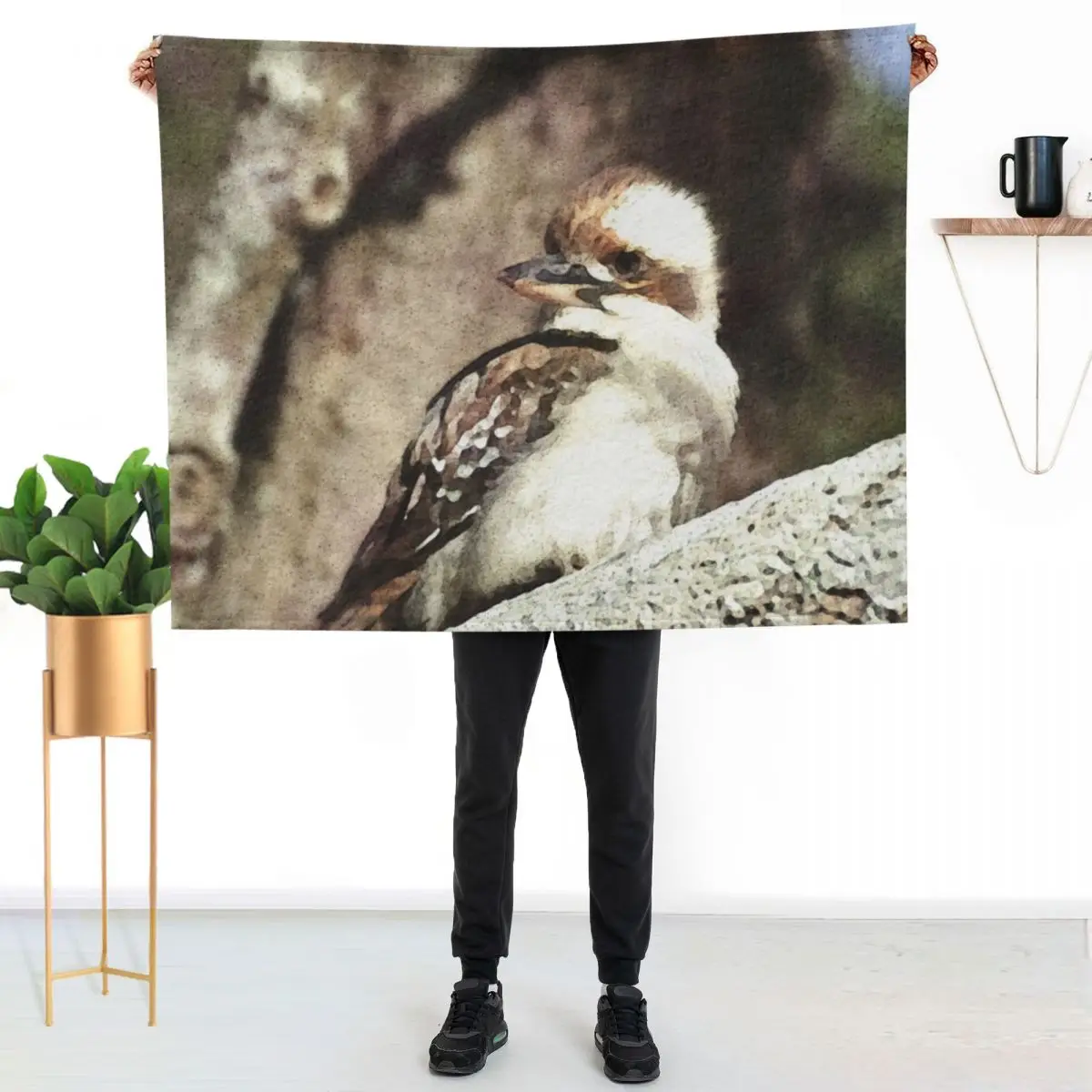 Australian Kookaburra Bird Throw Blanket Custom Cute Sleeping Bag Flannels Beach Baby Blankets