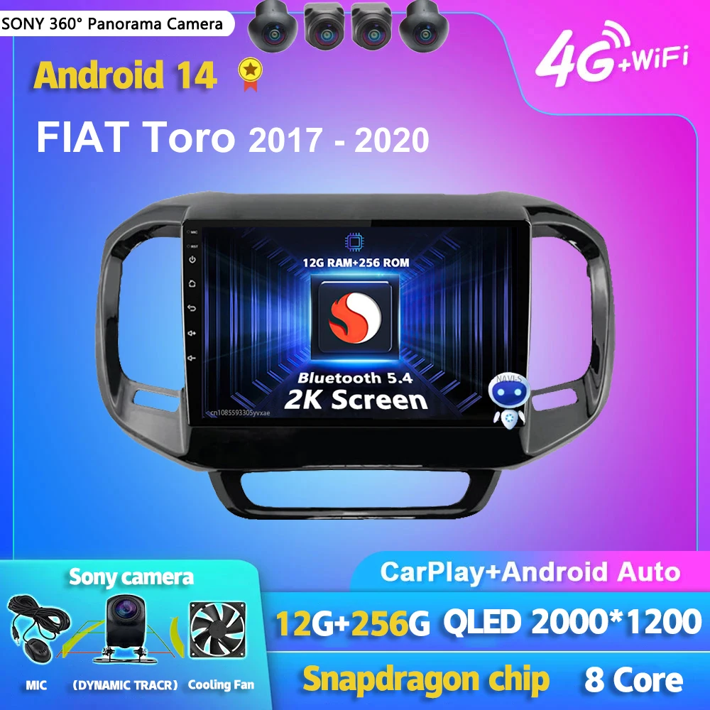 

Android 14 Carplay Auto 2K Screen Car Radio BT Multimedia Player For FIAT Toro 2017 - 2020 Autoradio GPS Stereo 2din Head Unit