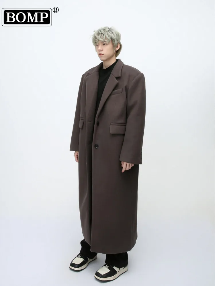 Men's Wear | 2023 Winter New Korean Edition Instagram Loose And Simple Shoulder Padding Long Coat For Men