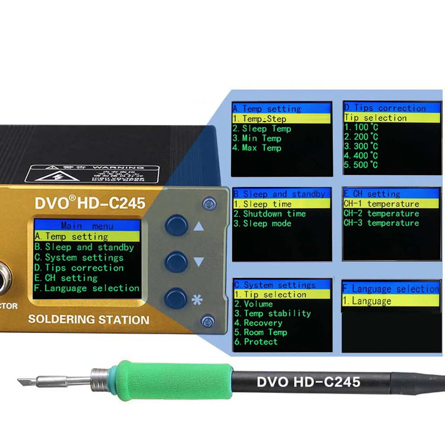 OLED Digital Display Estação De Solda De Temperatura Ajustável, 2S, Fusão De Estanho Para Reparo Do Telefone Móvel, Soldagem Com C245 Dicas