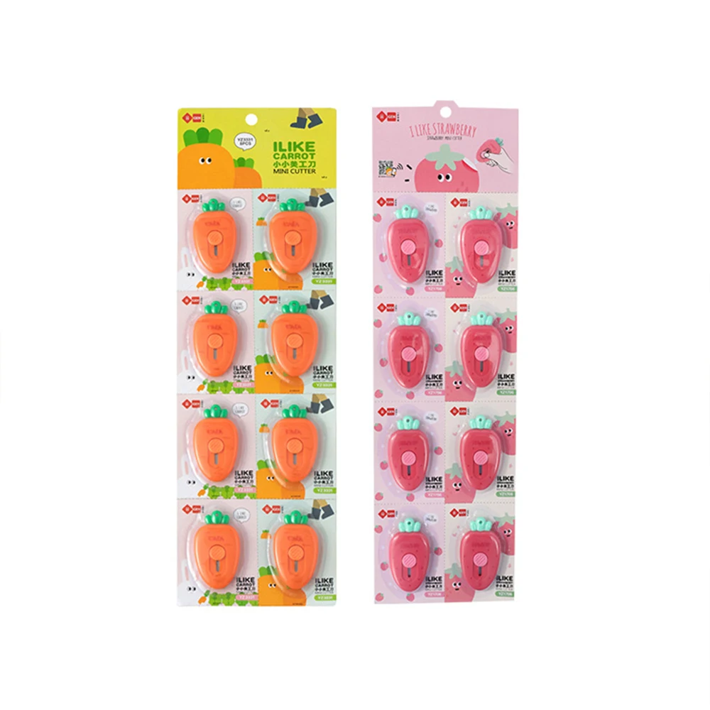 Imagem -02 - Mini Kawaii Fruit Cenoura Faca Utilitária Artesanato Portátil Caixa de Embrulho Papel Cortador de Envelope Ferramentas Abridor de Cartas Novidade