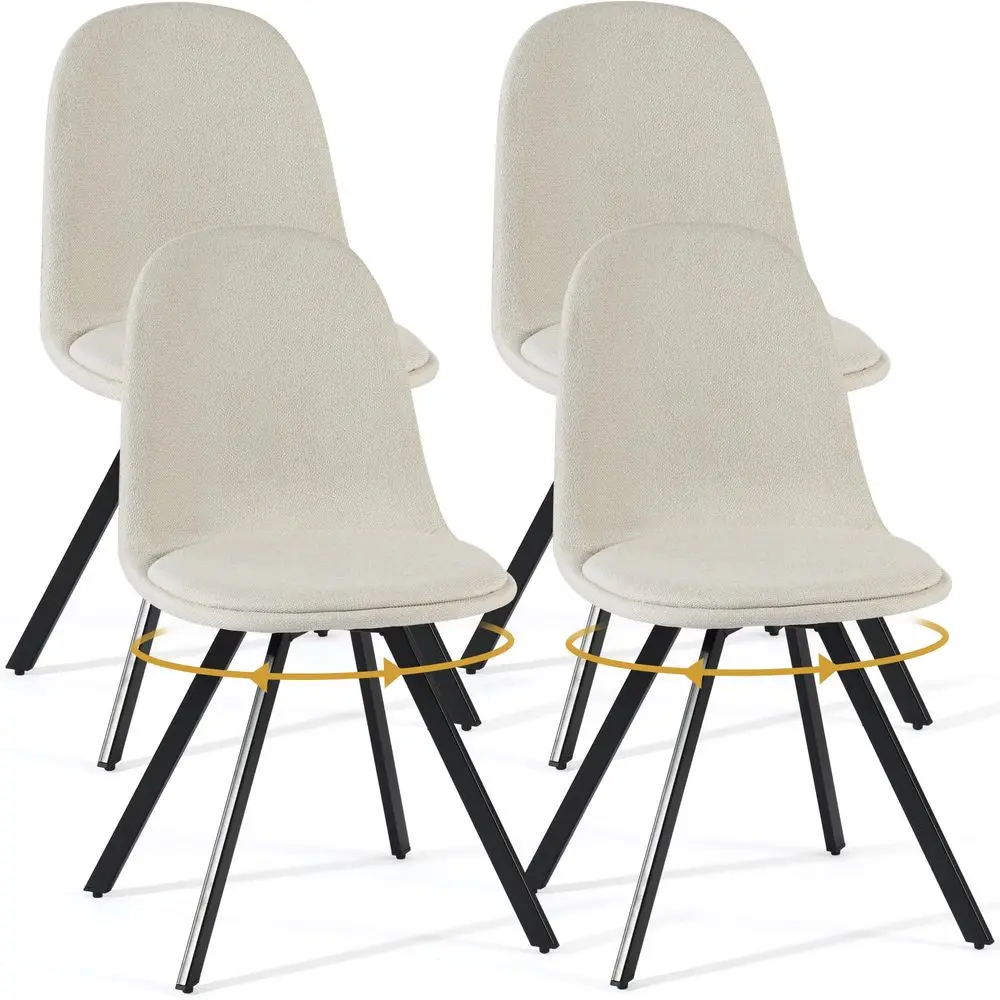 

Dining Chairs Set of 4, Armless MidBack Side Chair with Padded Seat and Liner Fabric Upholstery, Metal Legs, Comfortable Swivel
