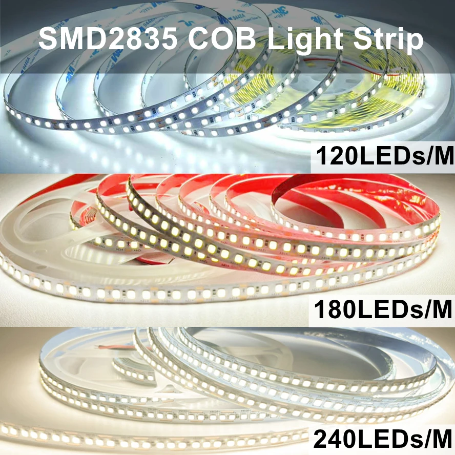 

SMD2835 LED Strip 240LEDs/m 5M DC12V 24V Home Lamp Strip Decor Flexible and Cuttable Soft Lamp Bar TV Kitchen Bedroom Decoration
