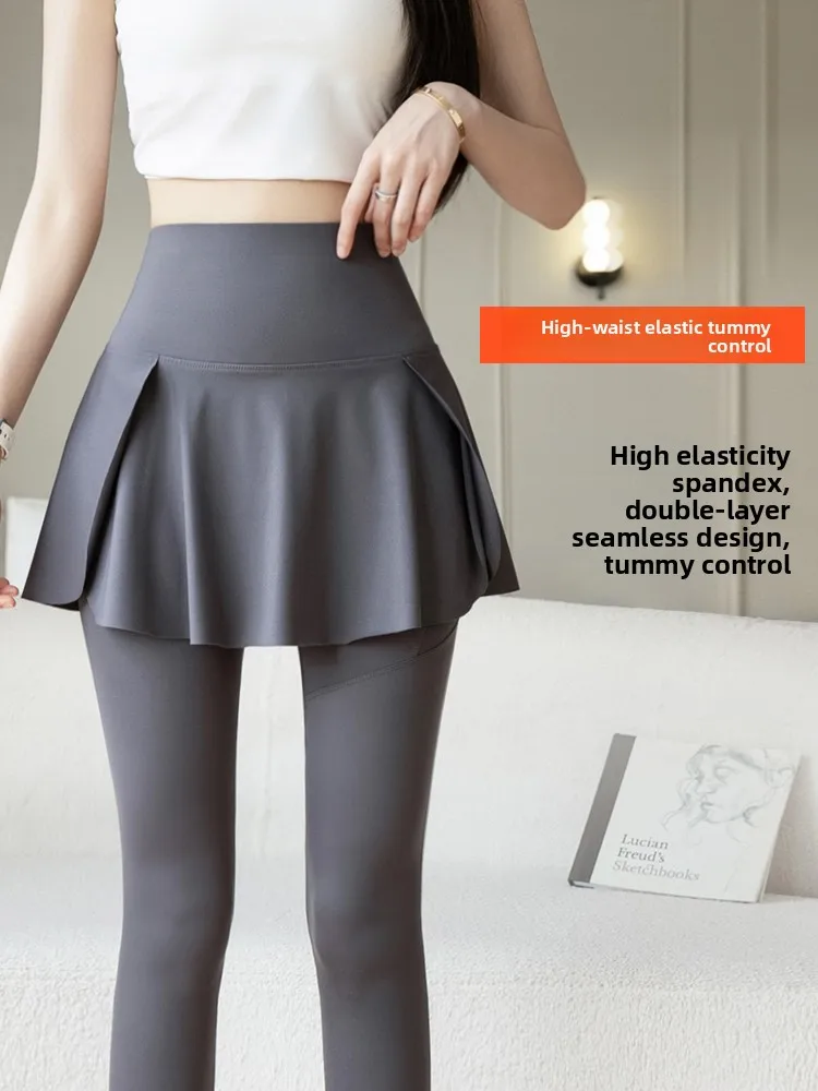 Pantalon de Yoga taille haute pour femmes, jupe Bot amincissante, ajouré, Design de peau d'arche, décontracté, longueur à neuf points