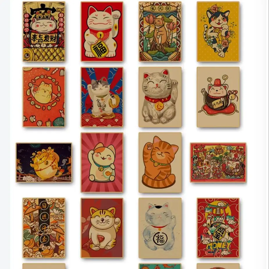 

100 шт. постер из крафт-бумаги мультфильм ресторан суши магазин украшение стены,