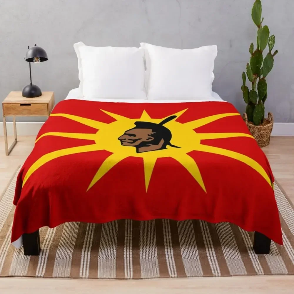 

Mohawk Warrior Flag Iroquois Canada and USA yellow and red background HD High Quality Throw Blanket Thin Luxury Blankets