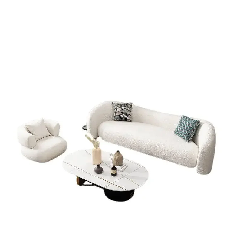 Nordic Internet celebrity home living room double sofa small apartment beauty salon clothing store lamb wool curved leisure sofa