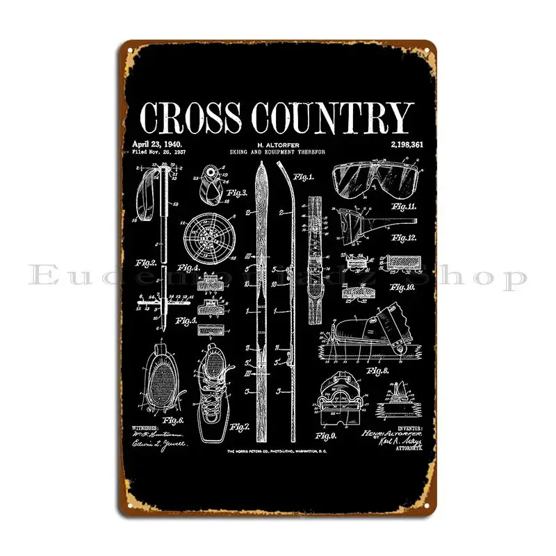 Cross Country Nordic Skiing Ski Metal Sign Bar Vintage Club Party Iron Tin Sign Poster