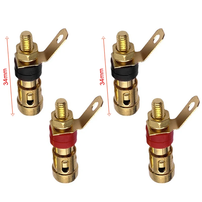 4PCS Spring Push-Type Terminal Connectors Binding Post Audio Plug Jack for Amplifier Speaker Self-Locking Socket, 34mm/40mm