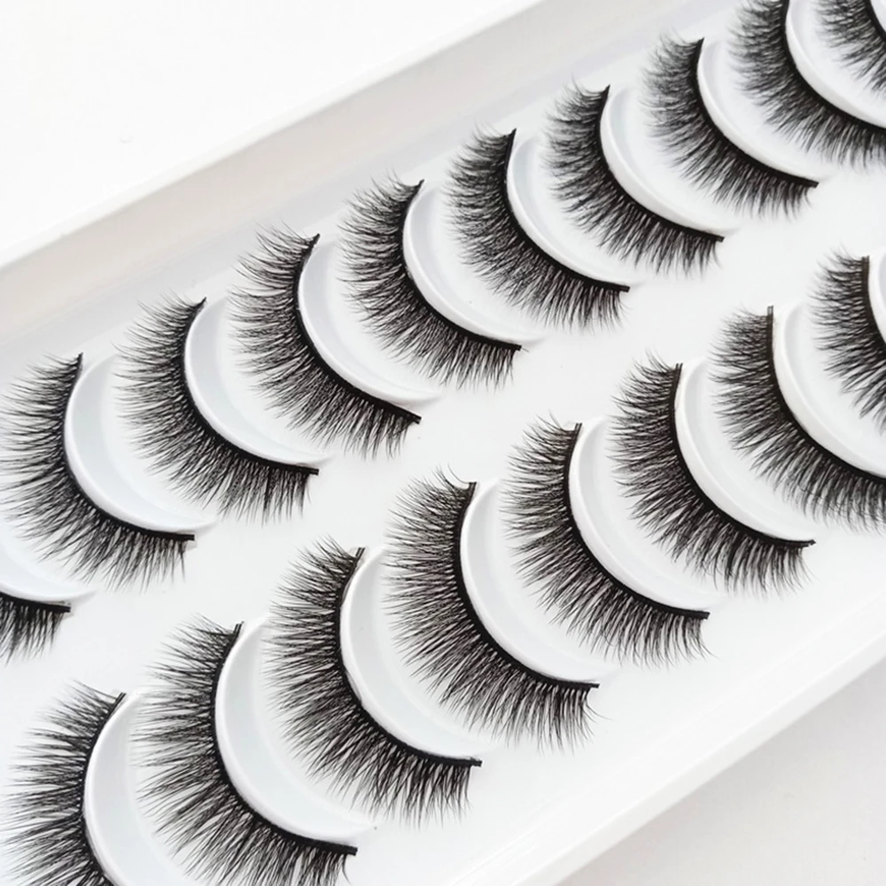10 Pairs strips Wimpers Valse Wimpers Cosplay Piekerige Lange Volume Nep Wimper Strips voor Vrouwen en Meisjes Make DIY