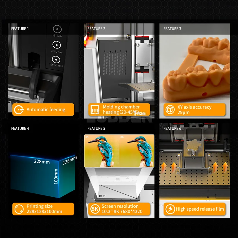 آلة طابعة LODDEN للأسنان ثلاثية الأبعاد DJ89 PLUS أسرع شاشة LCD 8K عالية الدقة نماذج أسنان عديمة الرائحة طابعة ثلاثية الأبعاد من الدرجة للأسنان