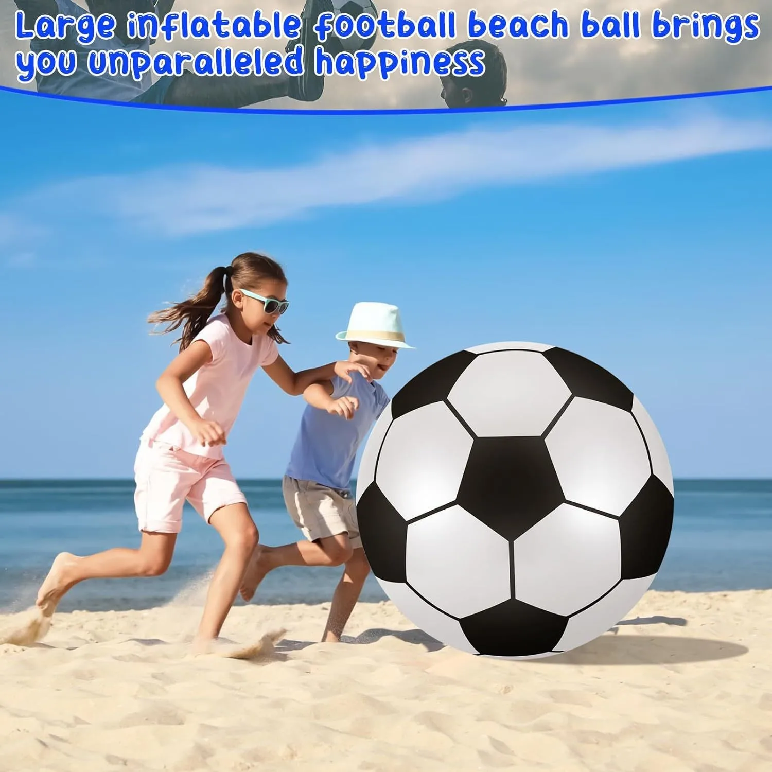 2m-0.7m Balloon Inflated Large Pvc Soccer Ball, Black And White Beach Ball, Kindergarten Outdoor Beach Ball Toys, Party Props