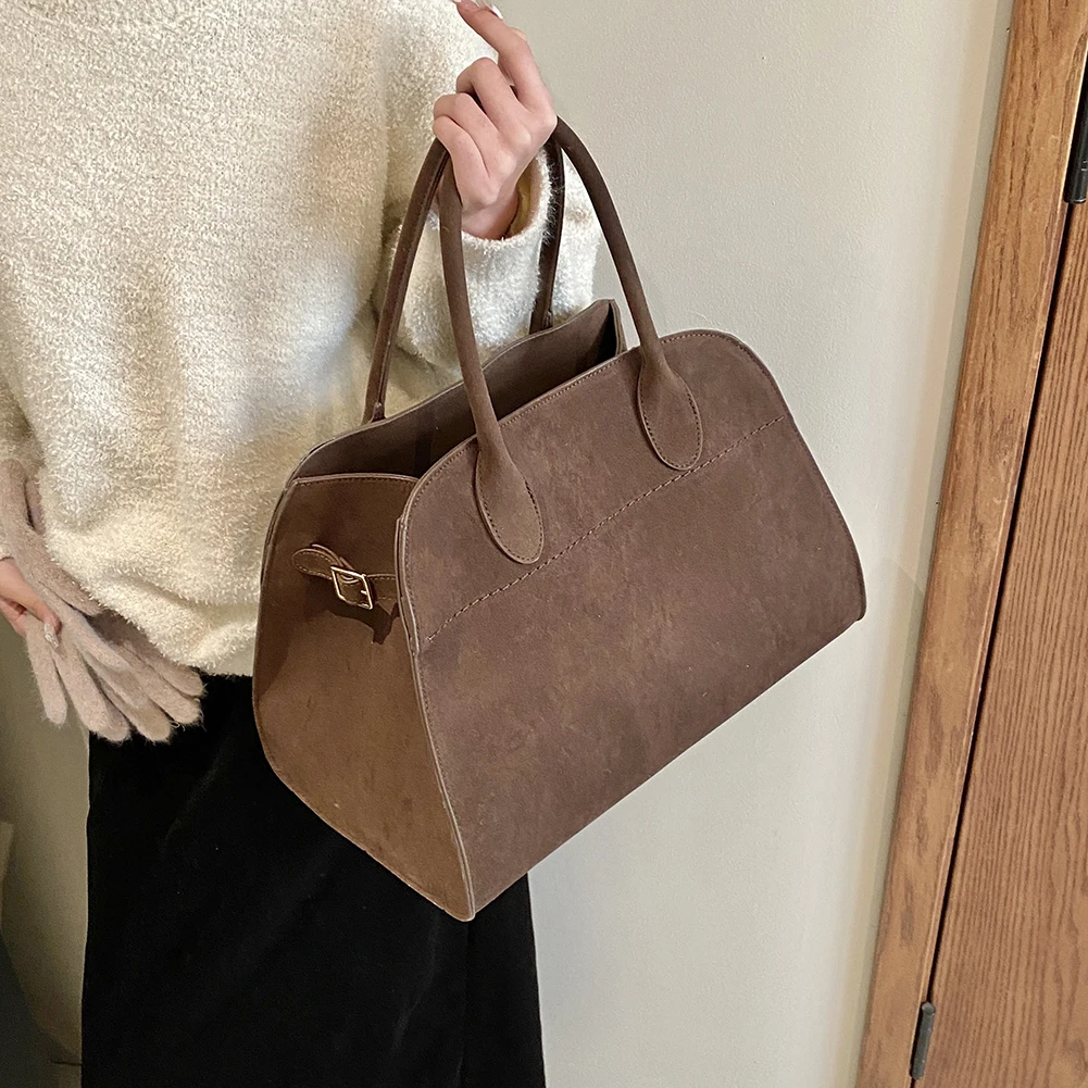 

Women Fashion Suede Tote Bag Designer Bags Solid Color Top-handle Satchel Bag Adjustable Strap Retro Hobo Bag for Outdoor Travel