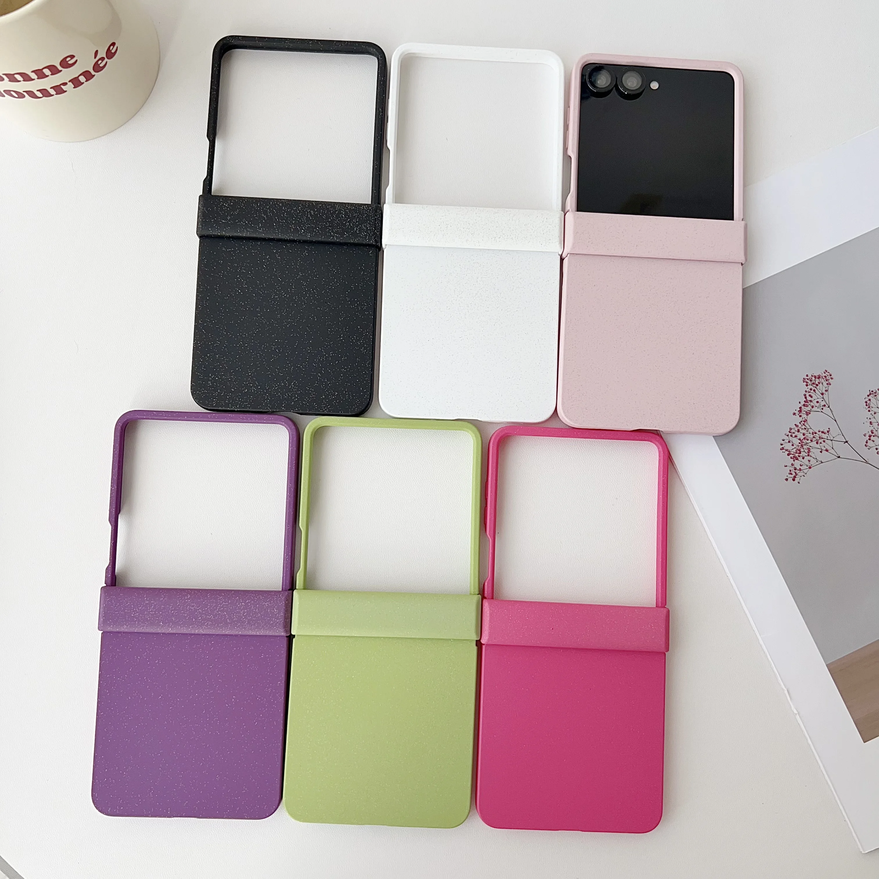 

Back Cover For Samsung Galaxy Z Flip 7 6 5 4 Case Glitter Shimmering Powder Full Protection Hard Pc Shockproof Phone Case