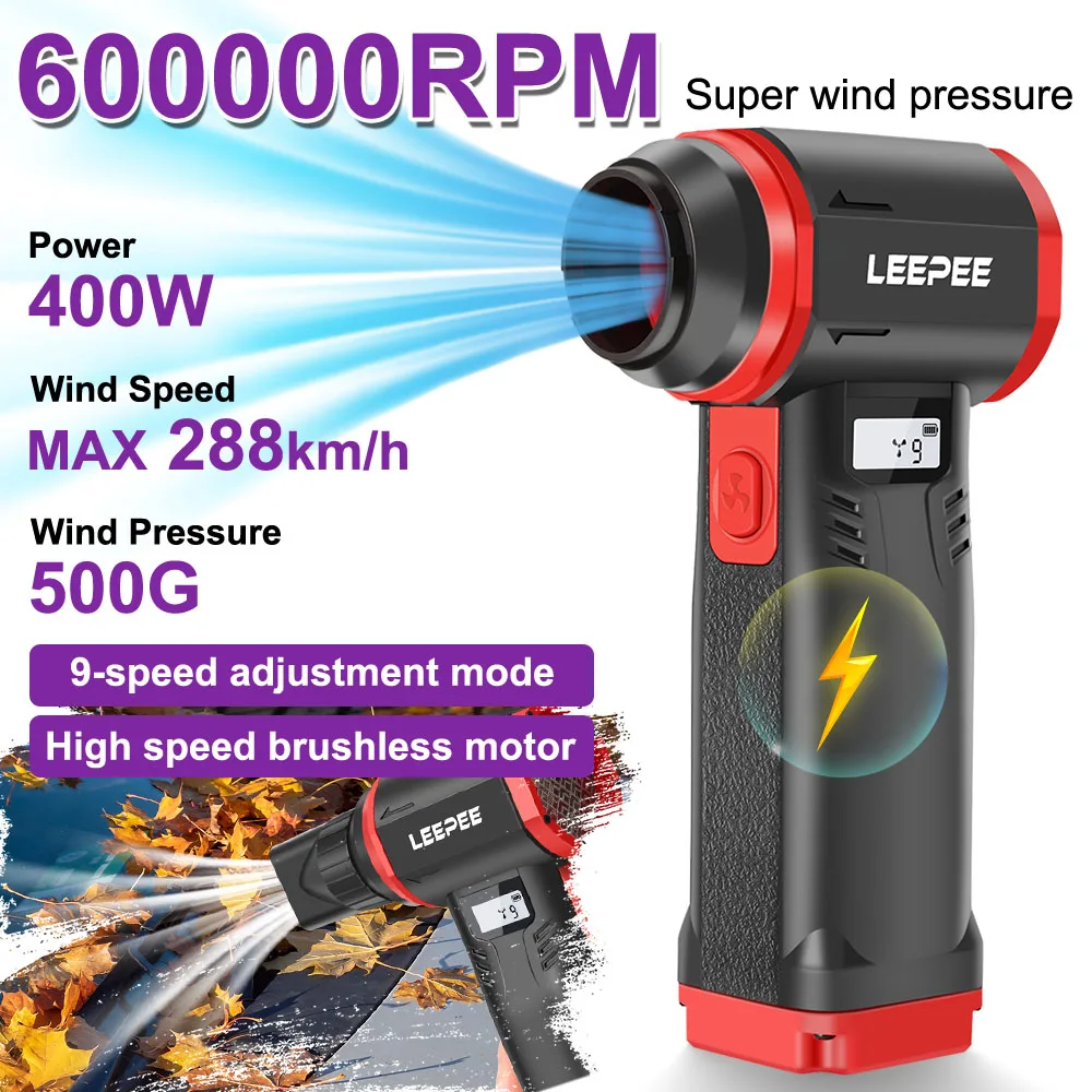 

High Speed 9 Gears Speed Adjustable Violent Jet Fan 600000RPM Powerful Air Blower Cleaning Blower Tools Handheld Turbo Blower