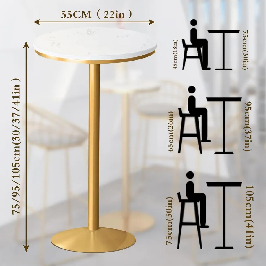 Meja Pub Marmer Tinggi Emas 22 W Tinggi: 105cm 41 Inci Kursi Bar Modern untuk Interior Rumah, Lounge, Restoran atau Kafe