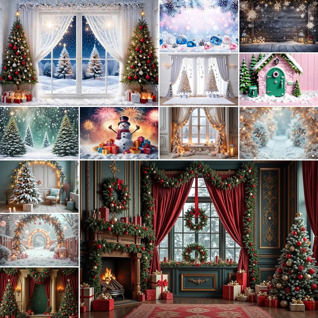 

MOON.QG Christmas New Year Backdrops For Photography House Fireplace Lanterns Candle Photo Backgrounds Photobooth Portrait