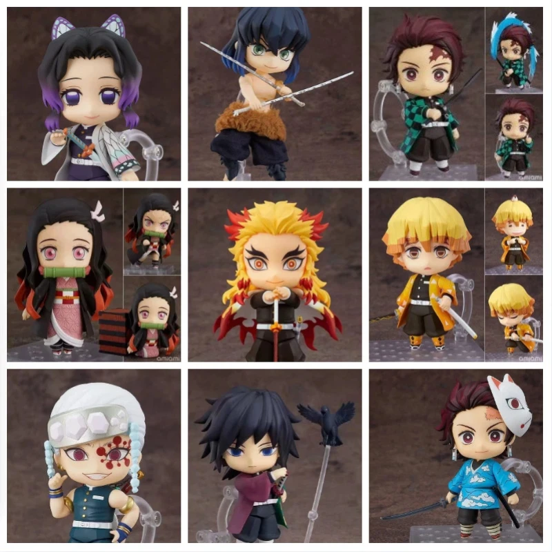 Venta caliente 10cm Demon Slayer versión Q Nendoroid figura de acción modelo Kamado Tanjirou Nezuko Inosuke Zenitsu Anime juguetes regalos