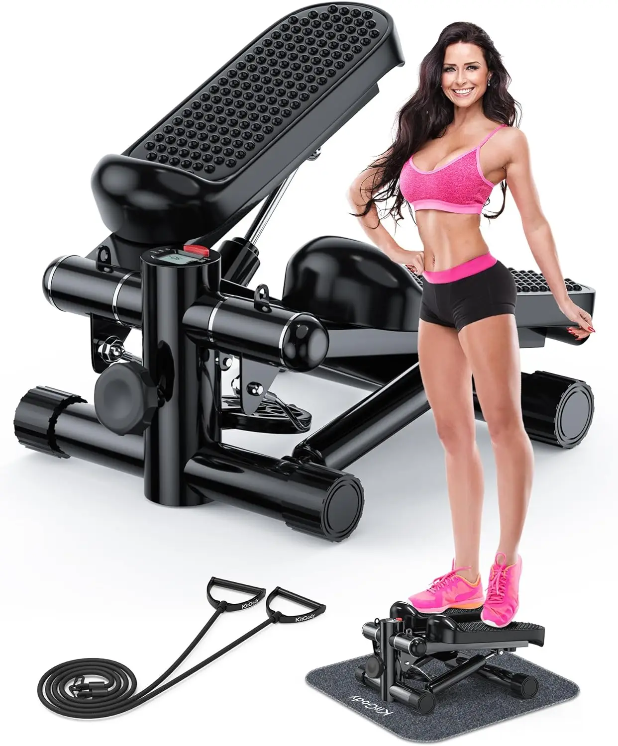 

Steppers for Exercise at Home, Workout Stepper Machine for Exercise, Mini Stepper with Resistance Bands