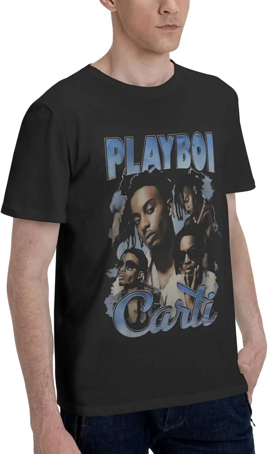 Playboi Rappe Carti Mens Womens Hip Hop Rap Trap Rapper Streetwear Vintage Style T-Shirt Black