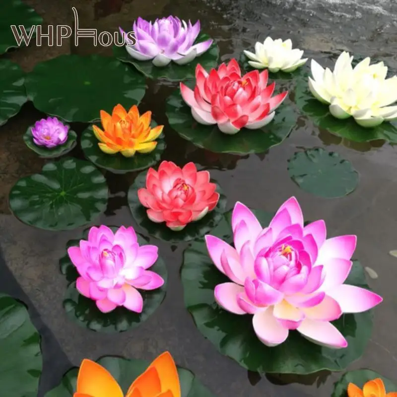 1PCS 10cm/17cm Artificial Floating Water Lily EVA Lotus Flower Pond Decoration Artificial Lotus