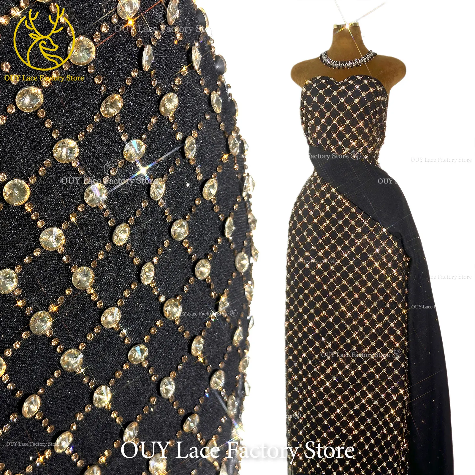 Hochwertiger, maßgefertigter, luxuriöser, handgefertigter Diamant-Mesh-Spitzenstoff 2026 – Afrikanischer Spitzenstoff, nigerianischer Stein-Tüll-Spitzenstoff für Partykleider zum Nähen – Detail 4