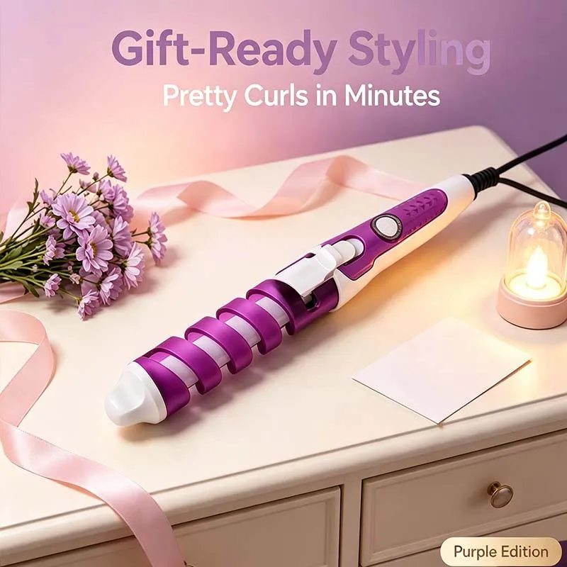Professional automatic spiral curling iron, ceramic automatic curling iron, anti-tangling and easy to operate.