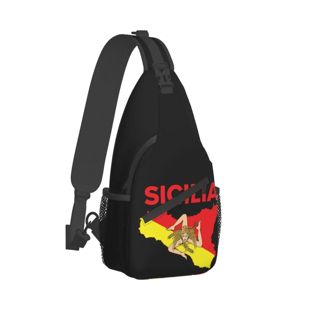 Siciliaanse Pride Sicilia Vlag Sling Bag Borst Crossbody Schouderslinger Rugzak Outdoor Dagrugzakken Italië Van De Sicilië Vlag Tas