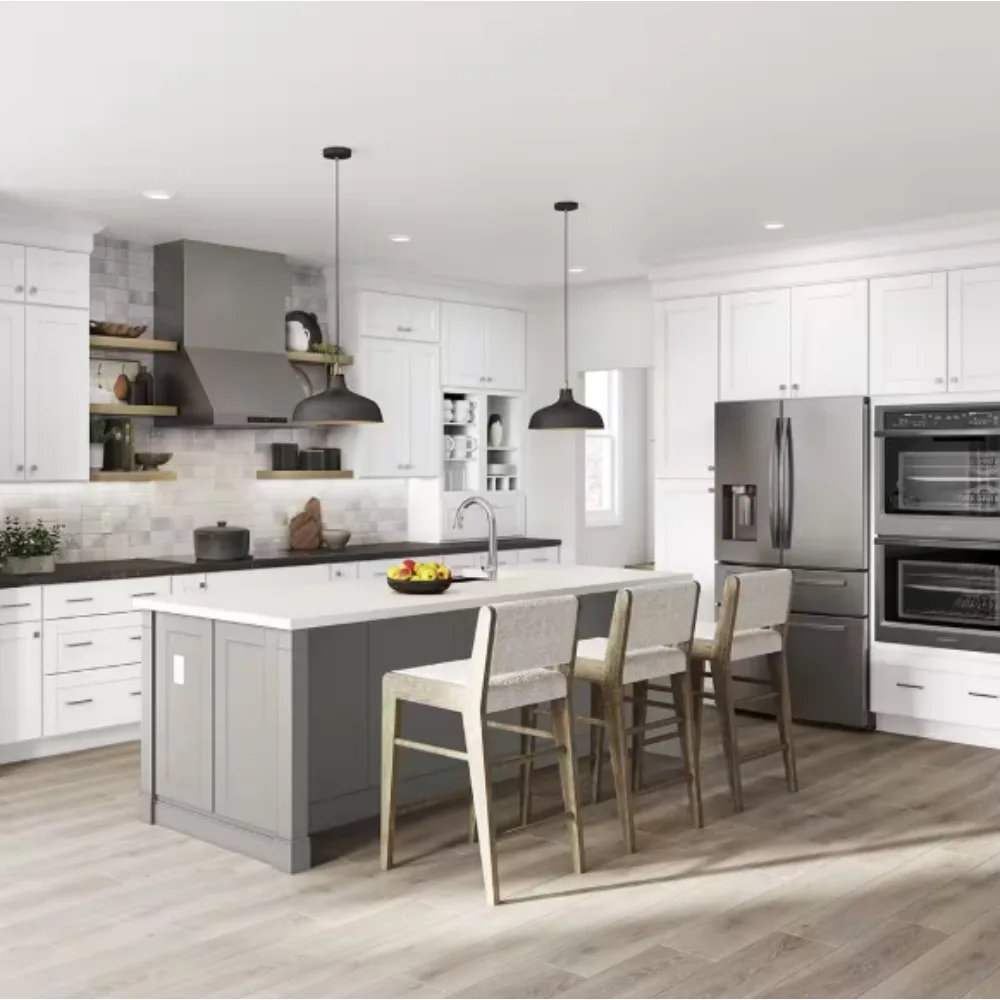 Shaker 24 Zoll. B x 24 Zoll. D x 34,5 Zoll. H Küchenschrank mit zusammengebautem Sockel und kugelgelitertem Schubladengleiter