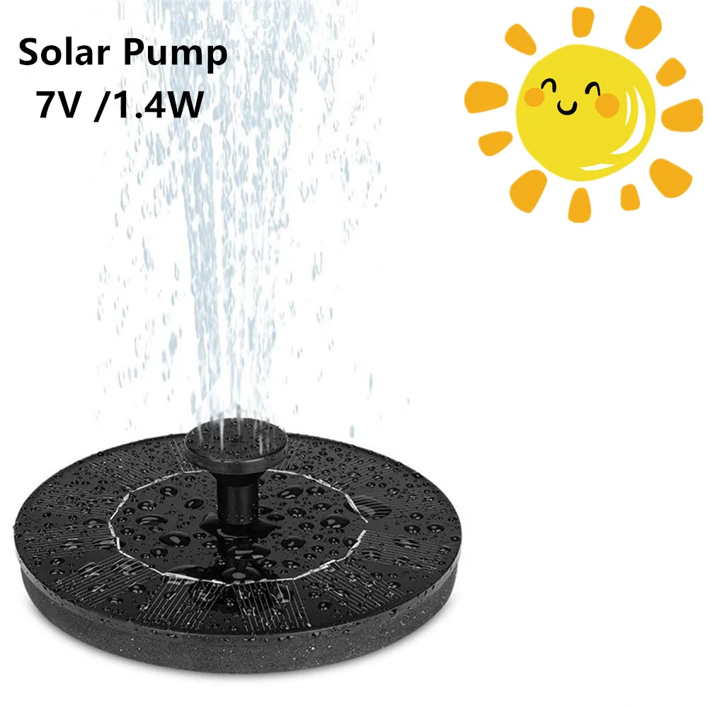 Solar Fountain Mini 7V/1.4W Brushless Water Submersibles Pump Solar Sprinkler Circulation Outdoor Garden Pool Landscape Fountain