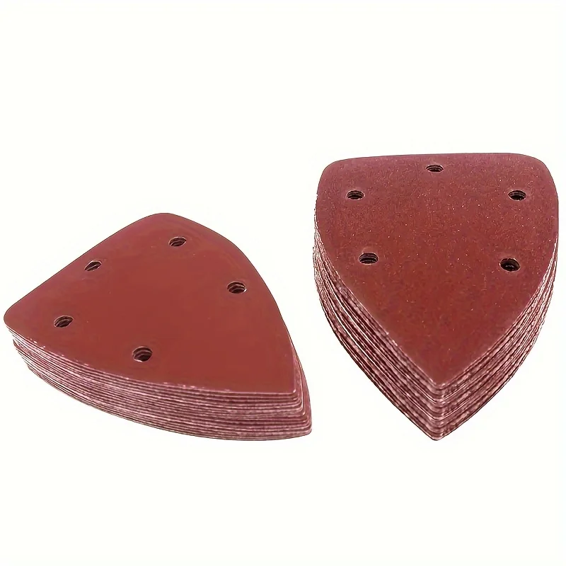 20Pcs 5 Holes Triangular Sanding Discs 100x140x140mm Hook Loop Aluminum Oxide 40-240 Grit Polishing Sand Pads