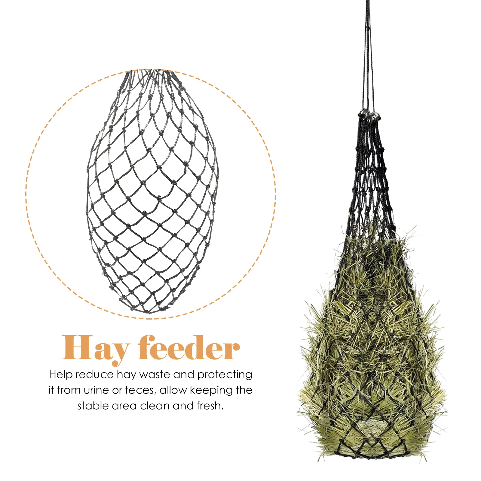

Dry Hay Feeder Heavy Duty Mesh Storage Pouch No More Wasted Feed Outdoor Stable Use Horse Feeding Net Bag