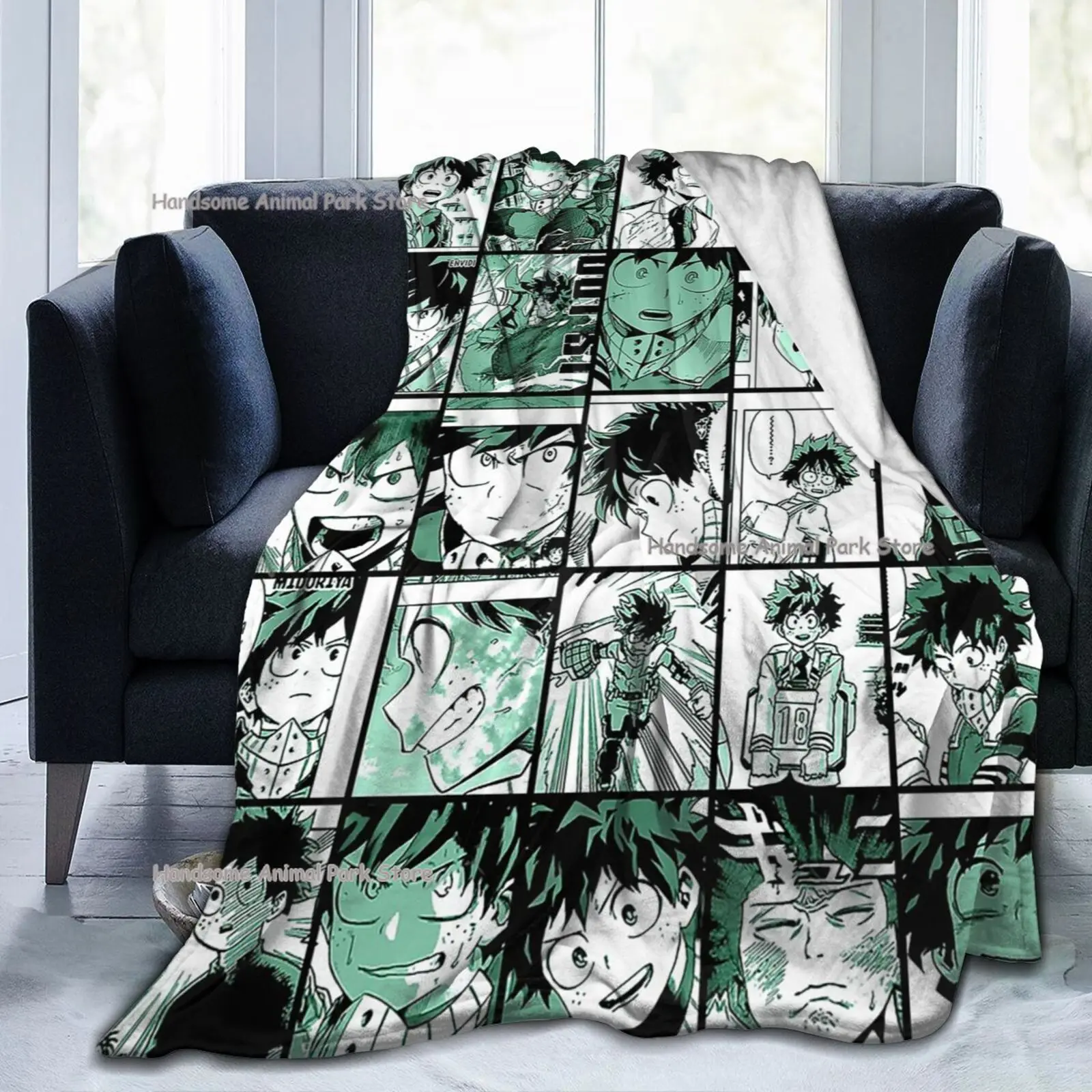 My Hero Academia Collage อะนิเมะ Midoriya Izuku โยนผ้าห่ม Fuzzy อุ่นสําหรับ All Season 3D พิมพ์ Soft Coral ขนแกะผ้า