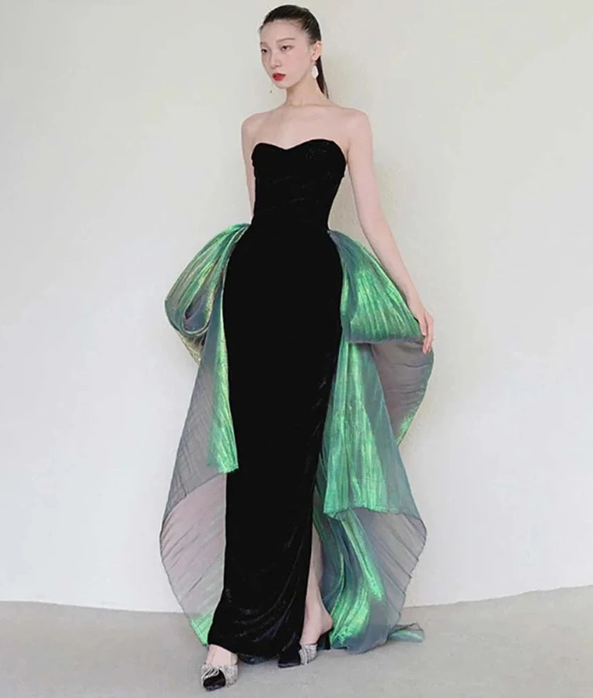 

MCDV Customized Exquisite Velvet Straight Evening Dress High Quality Sweetheart Sleeveless Floor Length Bespoke Occasion Gowns