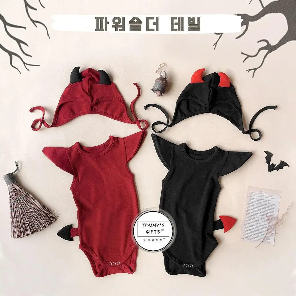 هالوين الطفل شيطان زي الشيطان الصغير التصميم بذلة ربيع جديد الأطفال نيسيي الطفل الكرتون طباعة تسلق الملابس