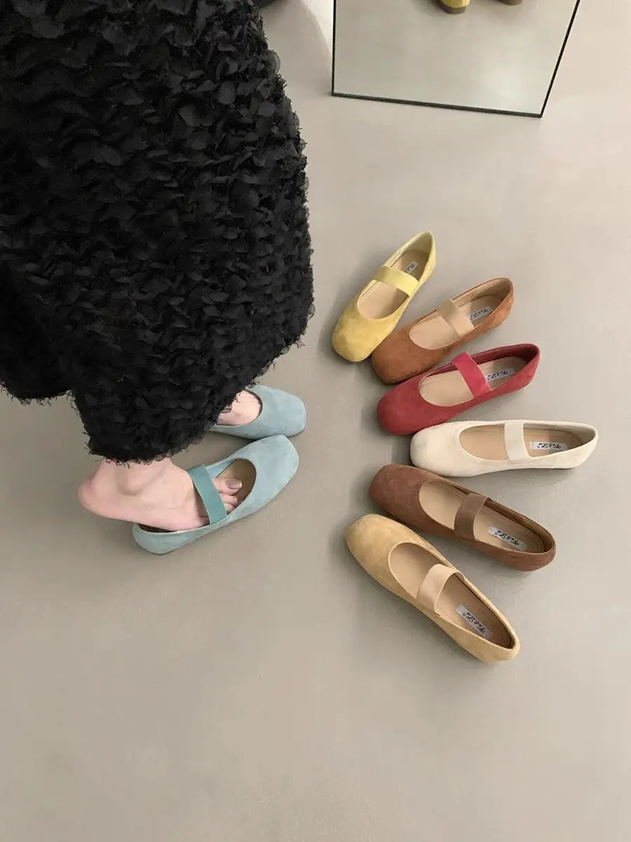 2024 New Women Flats Soft Mary Jane Shoes Soft Casual Outdoor Dress Flat Ballet Shoes Round Toe Shallow Slip on Flats