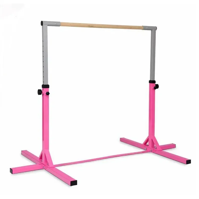 Adjustable 130cm steel gymnastics horizontal bar indoor sports training belt fiberglass